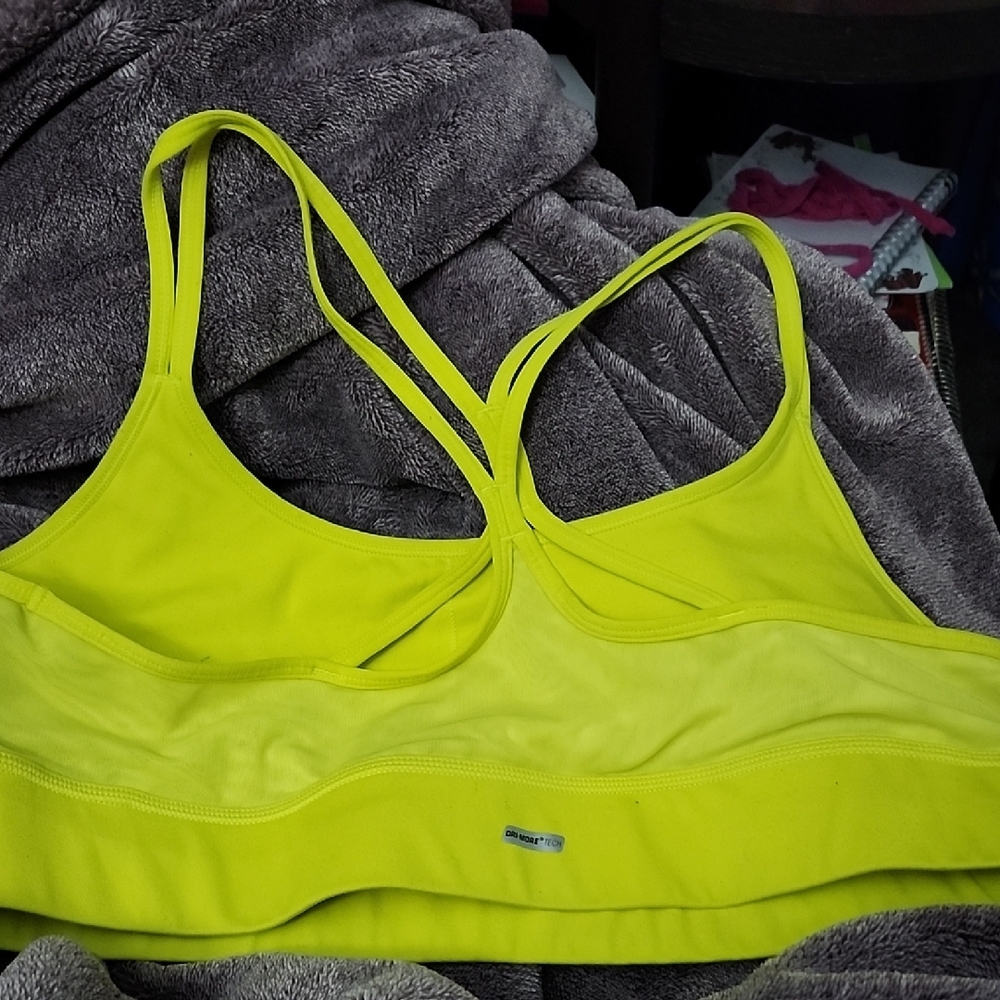 Athletic Works Yellow Sports Bra Racerback Performance - Picture 2 of 2